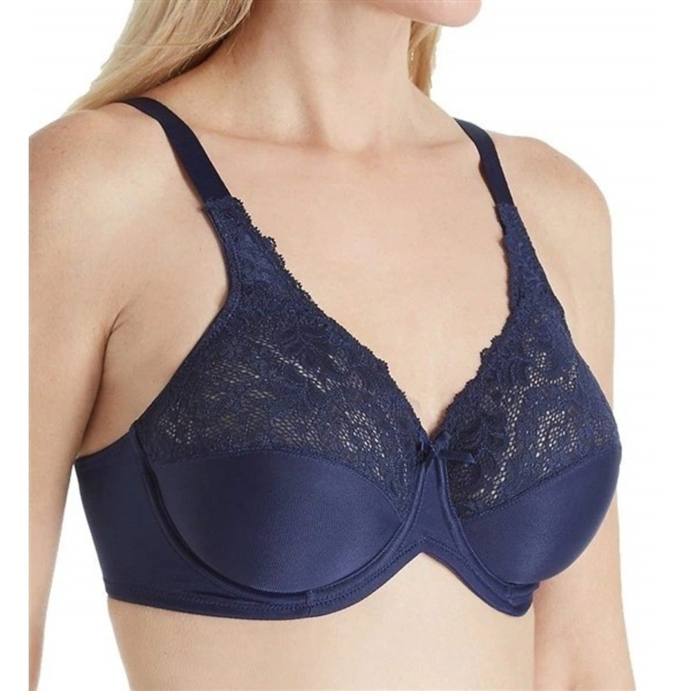 NWOt Lilyette 36DDD Comfort Lace Underwire Minimizer Bra 0428 Navy Blue #90216